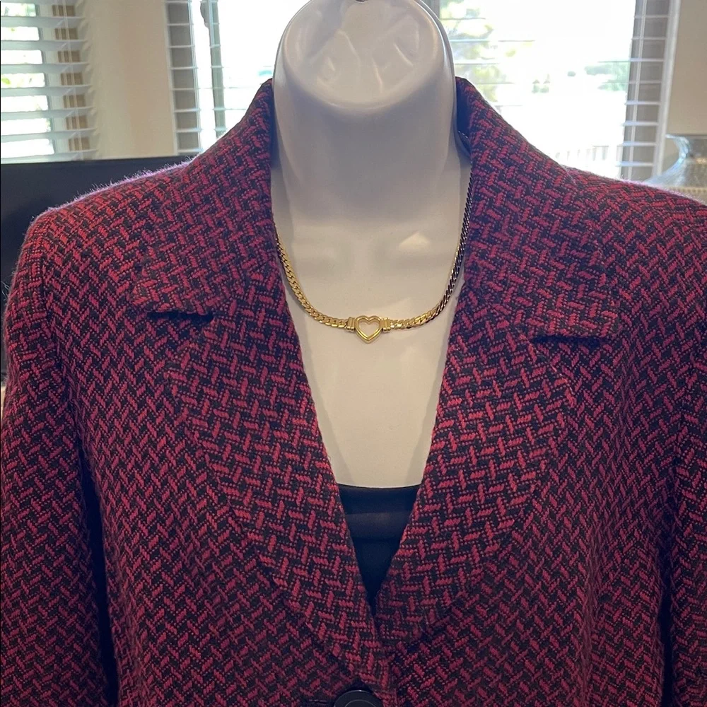 JM Collection Maroon Patterned Blazer - Picture 6 of 9